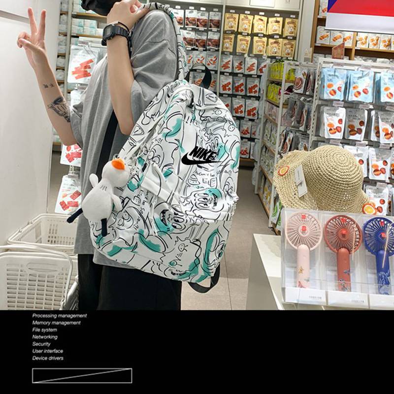 Ole snap -up area backpack female summer travel backpack men's schoolbags graffiti wind high school students large -capacity computer bag