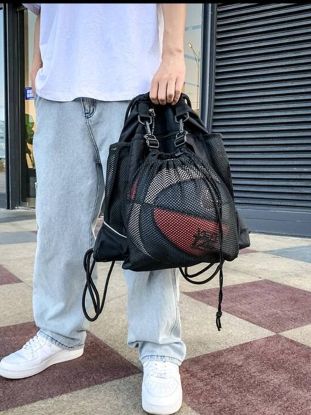 Basketball bag ball bag multi -functional large -capacity foot basketball children's training bag sports bag stretch rope beam storage bag