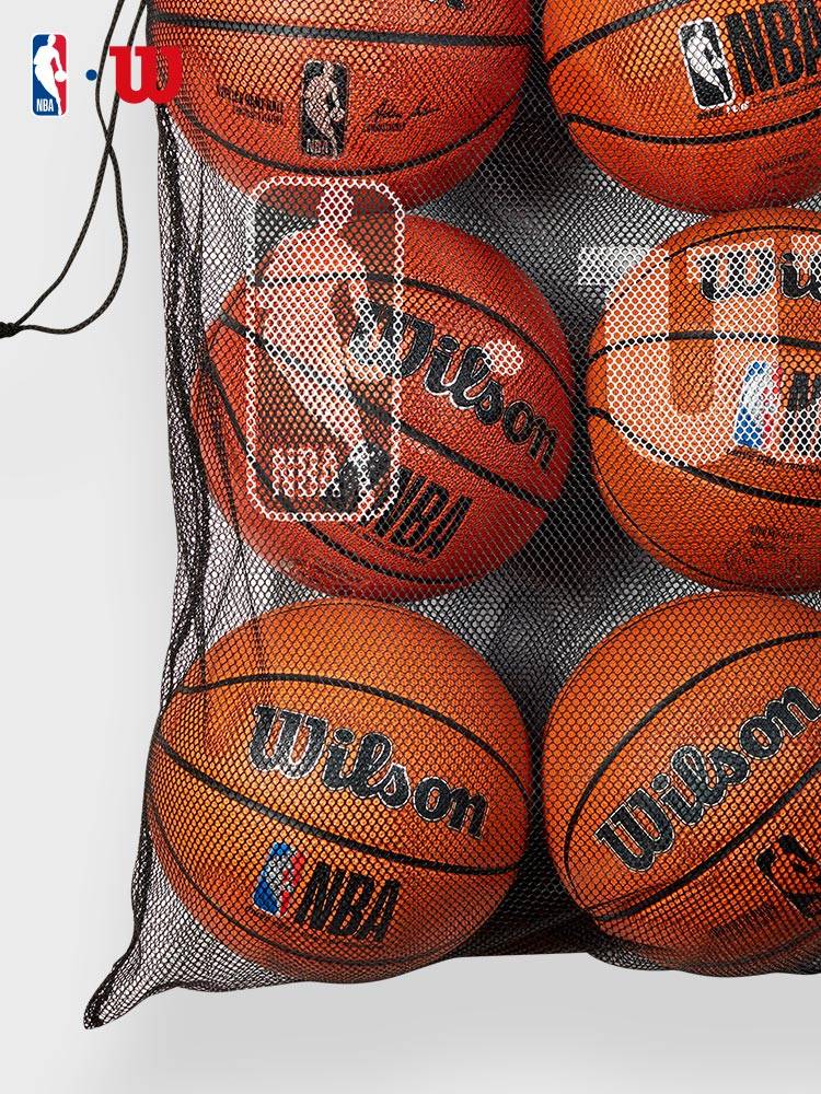 Wilson Wilsheng official NBA portable drawing rope large capacity 6 loaded sports net eye storage basketball bag