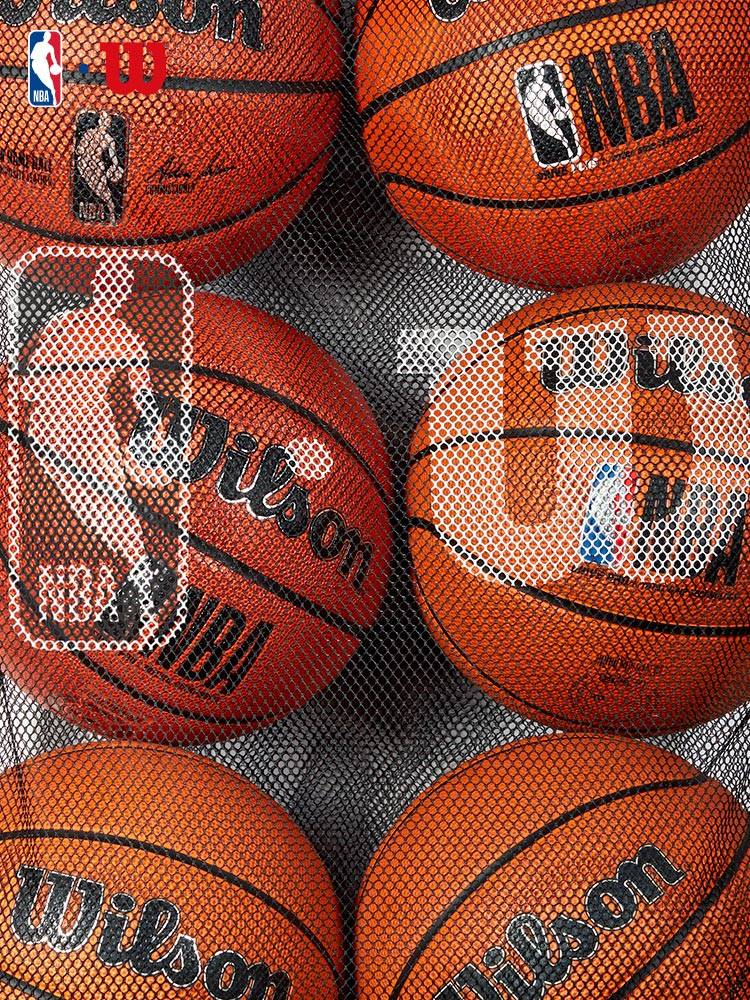 Wilson Wilsheng official NBA portable drawing rope large capacity 6 loaded sports net eye storage basketball bag