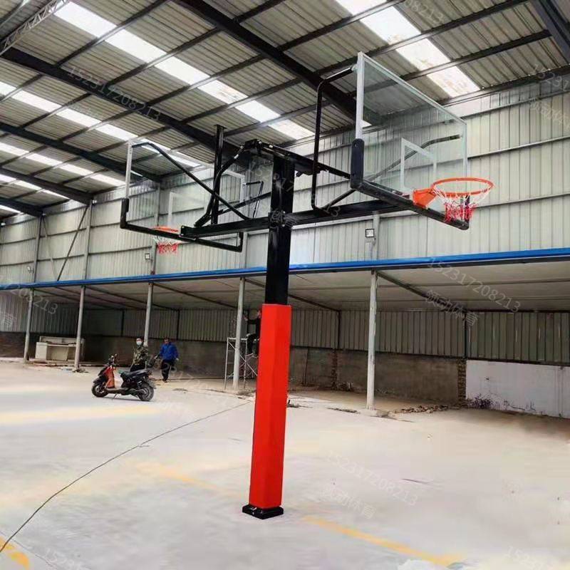 Buried square pipe two -way basketball rack