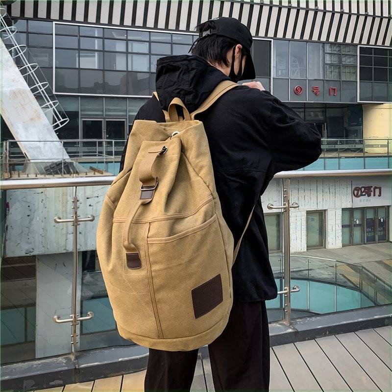 Canvas Backpack Men's Outdoor Travel Large -capacity Packpare Basketball Personal Basketball Personalized Capital High School Student School Bag