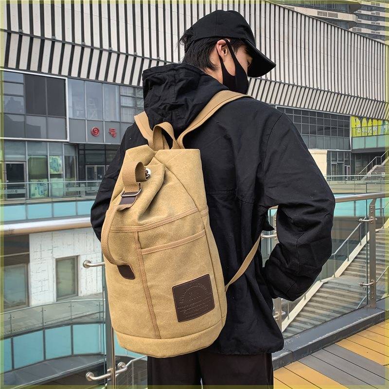 Canvas Backpack Men's Outdoor Travel Large -capacity Packpare Basketball Personal Basketball Personalized Capital High School Student School Bag