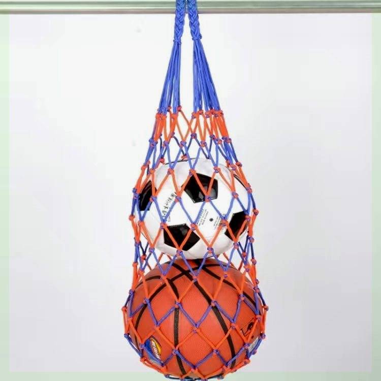Red, blue and solid net bags with two balls