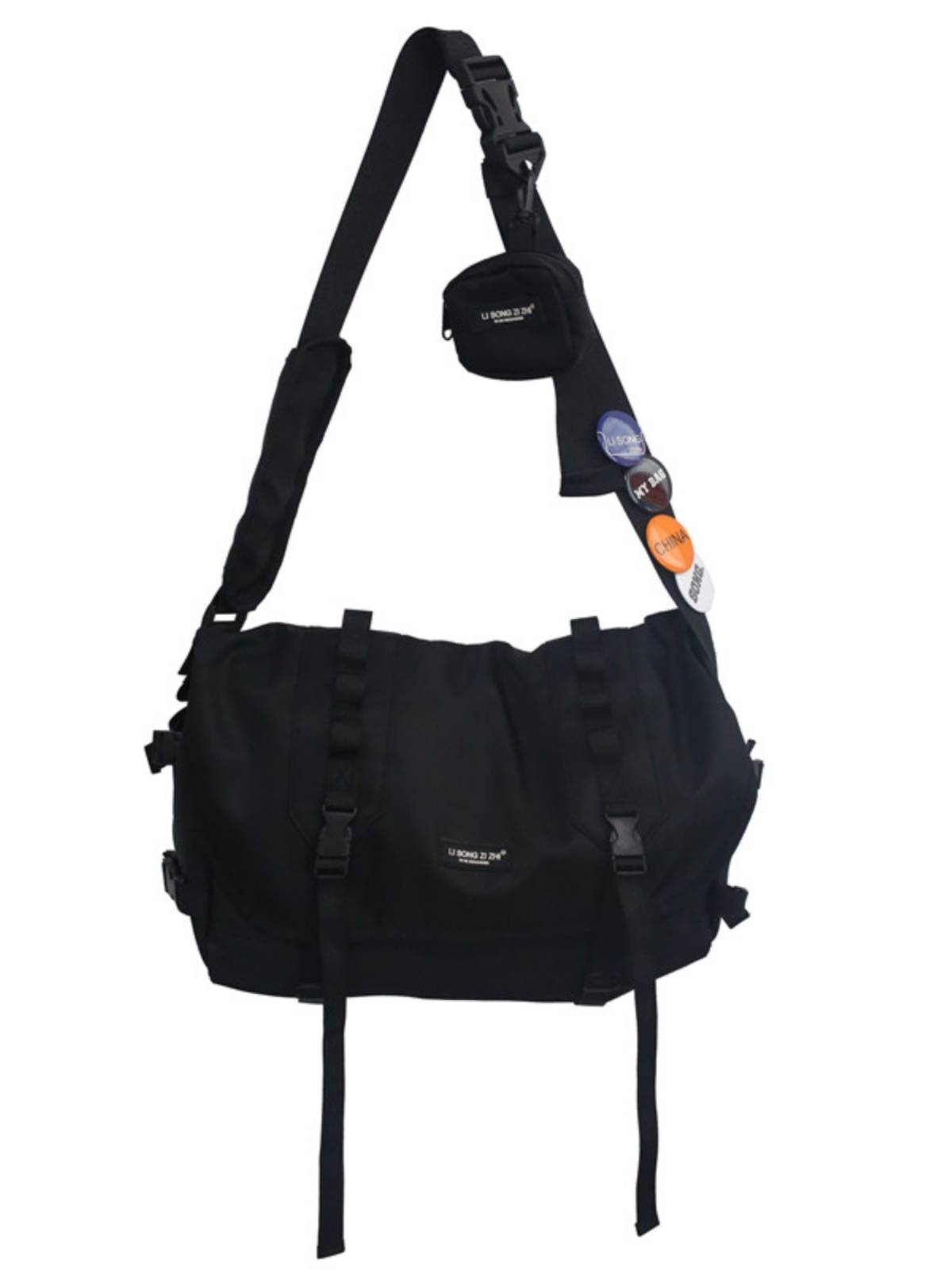 Liu Yaowen Song Yaxuan's same backpack messenger bag Men's large -capacity tide bag riding functional installation function shoulder shoulder packet