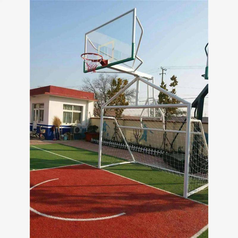 Blue in two cages of football basketball baskets
