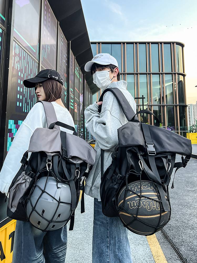 Backpack boys large -capacity sports tide brand basketball bag multi -function new backpack outdoor locomotive helmet women