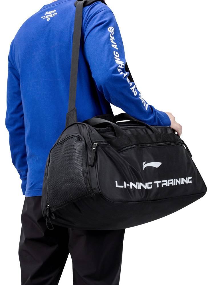 Li Ning's shoulder backpack oblique cross -fitness bag men's travel bag basketball training sports bag barrel bag large capacity bag