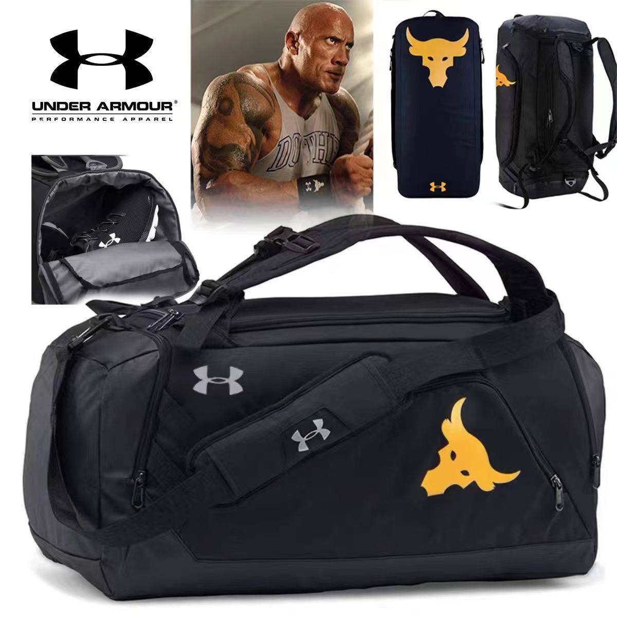 Andma Large -capacity fitness bag training bag Johnson cow head shoulder shoulder mesengers bag sports basketball bag men and women