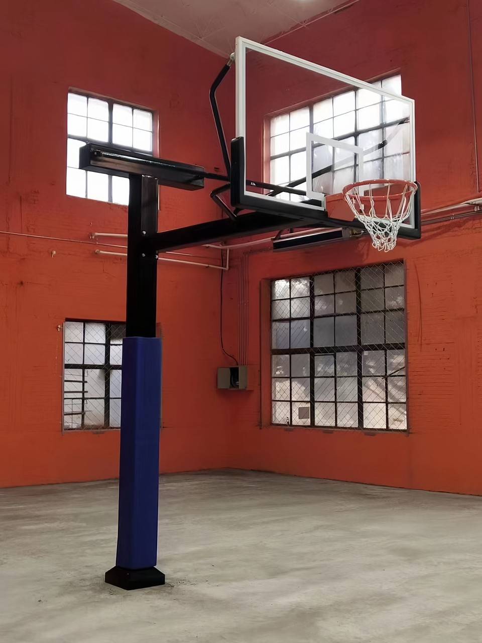 Black classic square pipe basketball rack with protective cover