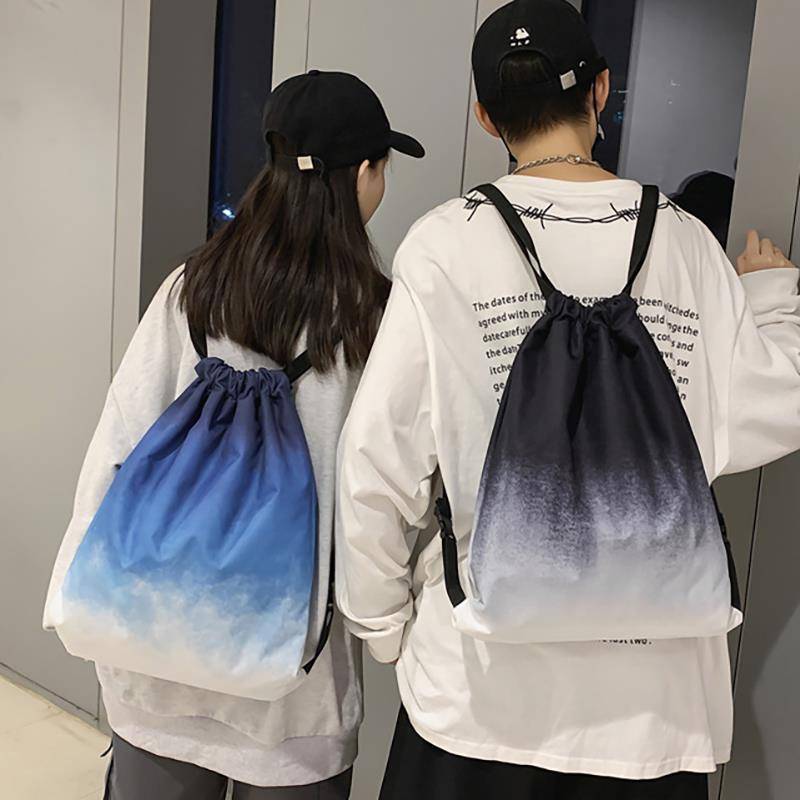 American basketball bag backpack Men's storage drawstring Tourist lightweight large -capacity beam pocket female sports casual backpack