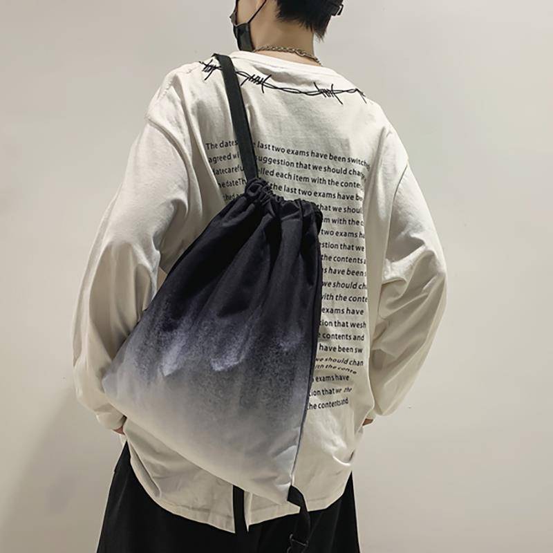 American basketball bag backpack Men's storage drawstring Tourist lightweight large -capacity beam pocket female sports casual backpack