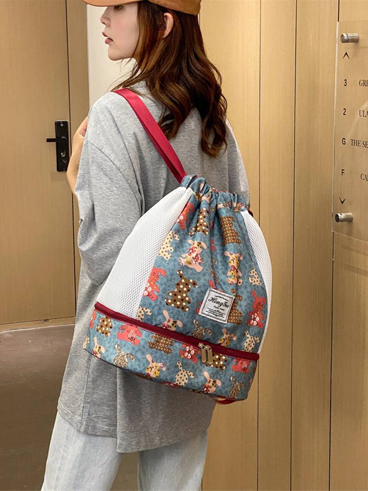 Fitness bag dry and wet separation swimming bag waterproof beach bag basketball bag training backpack sports drawing rope -shoulder bag men