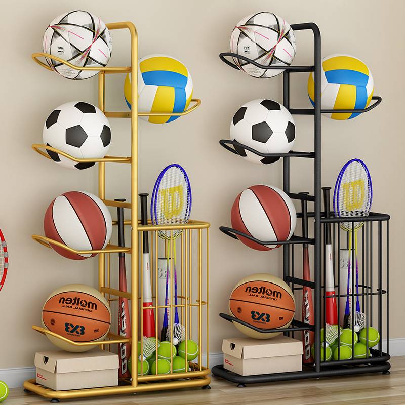 Basketball storage rack floor -to -ceiling multi -layer ball rack household room children's football volleyball shelf badminton storage basket