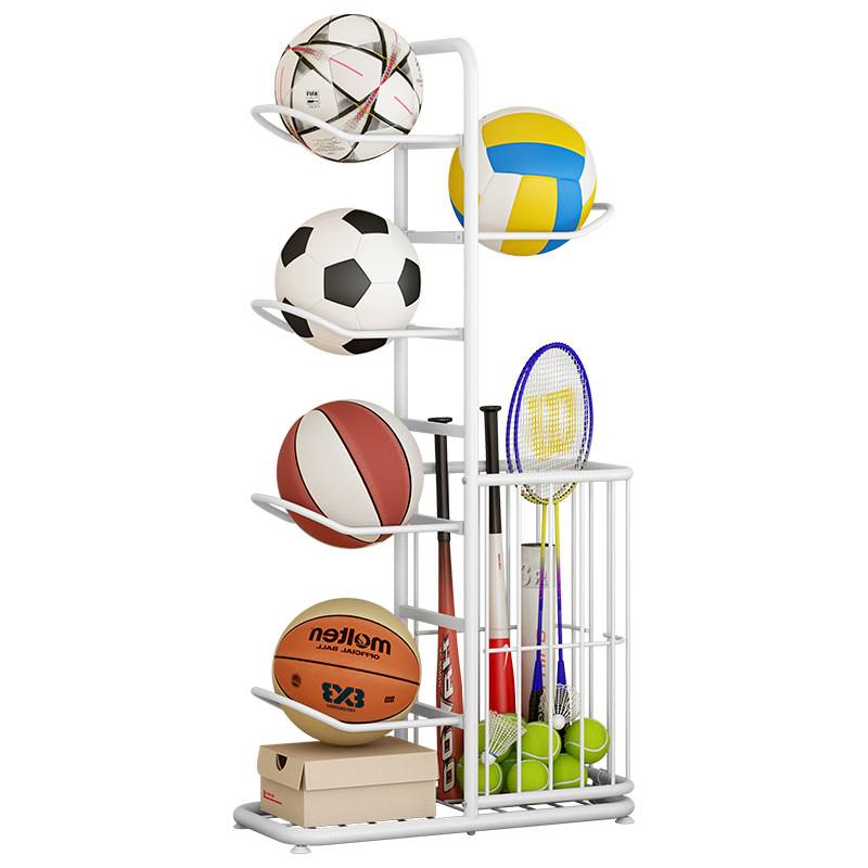 Basketball storage rack floor -to -ceiling multi -layer ball rack household room children's football volleyball shelf badminton storage basket