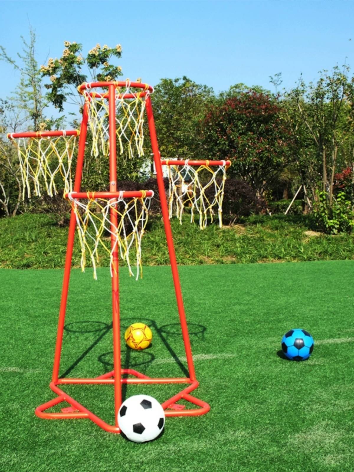 Factory wholesale kindergarten outdoor basketball rack iron system multi -basket children's multi -color shooting rack room indoor shooting frame