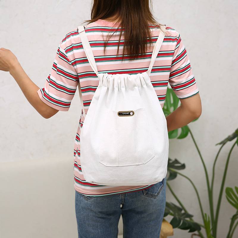 Original drawing rope bag bouquet mouth lightly folding outdoor fitness bag simple male and female student school bag basketball bag