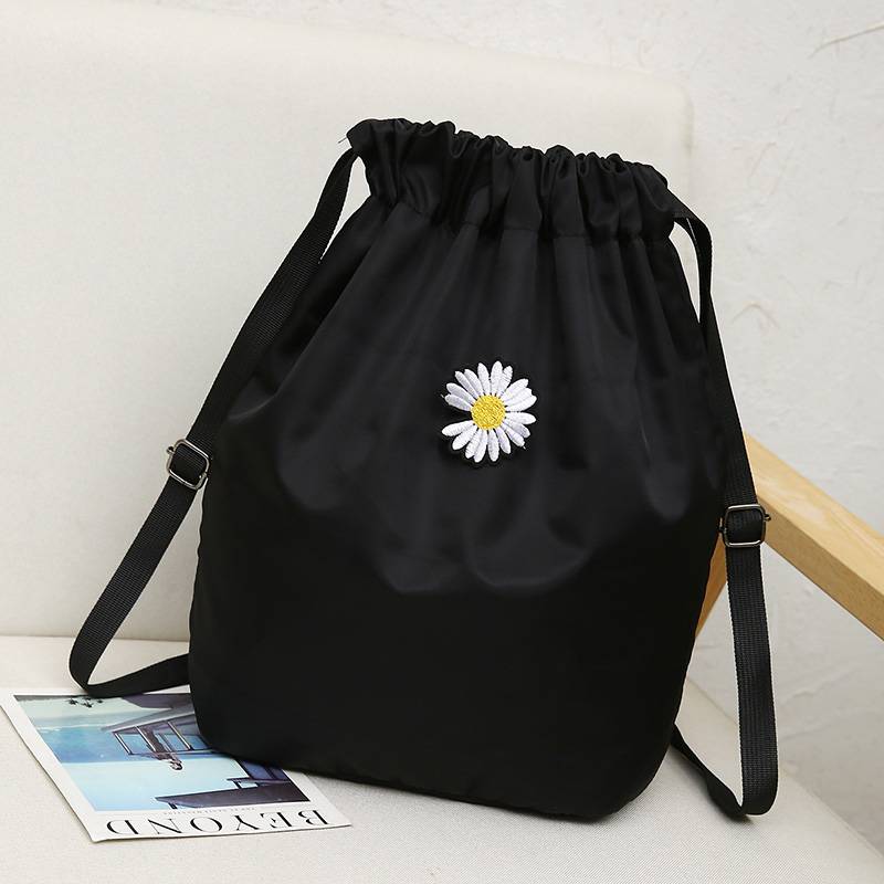 Original drawing rope bag bouquet mouth lightly folding outdoor fitness bag simple male and female student school bag basketball bag