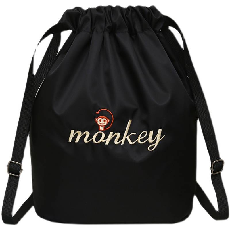 Original drawing rope bag bouquet mouth lightly folding outdoor fitness bag simple male and female student school bag basketball bag