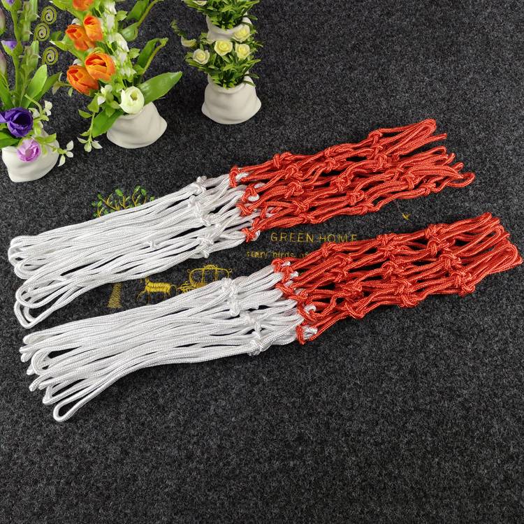 12 buckle polyester plus rough and aggravated basketball net red and white 2 installed