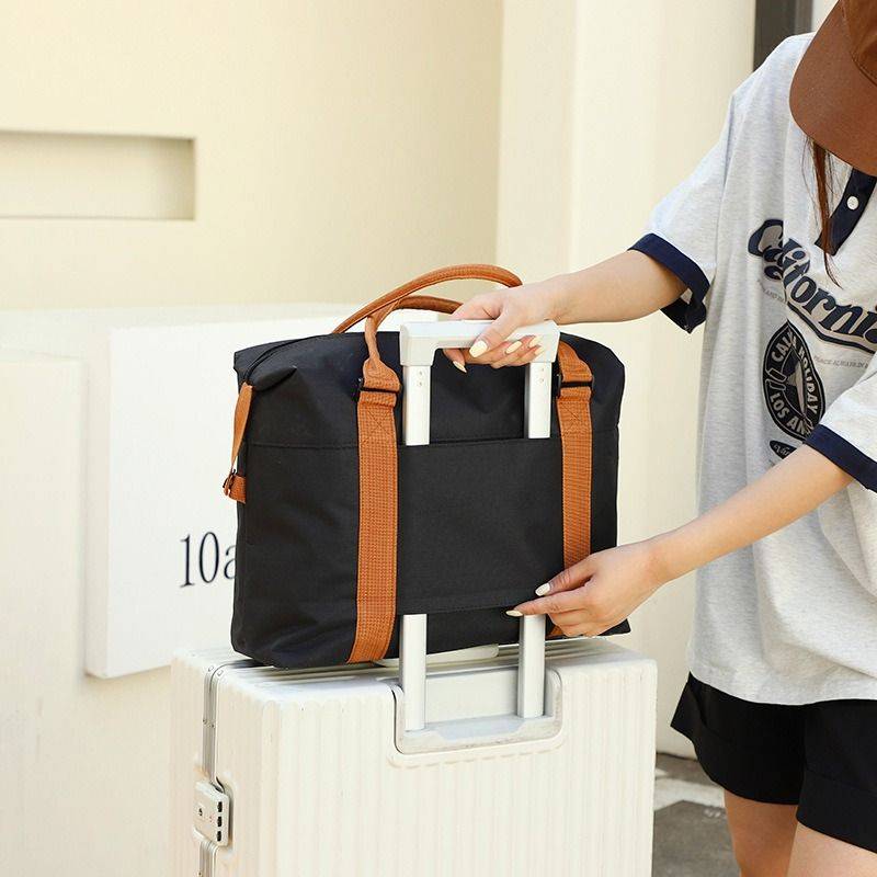 Canvas handbag Large -capacity travel business trips men's luggage bag fitness portable short -distance tie rod female boarding bag
