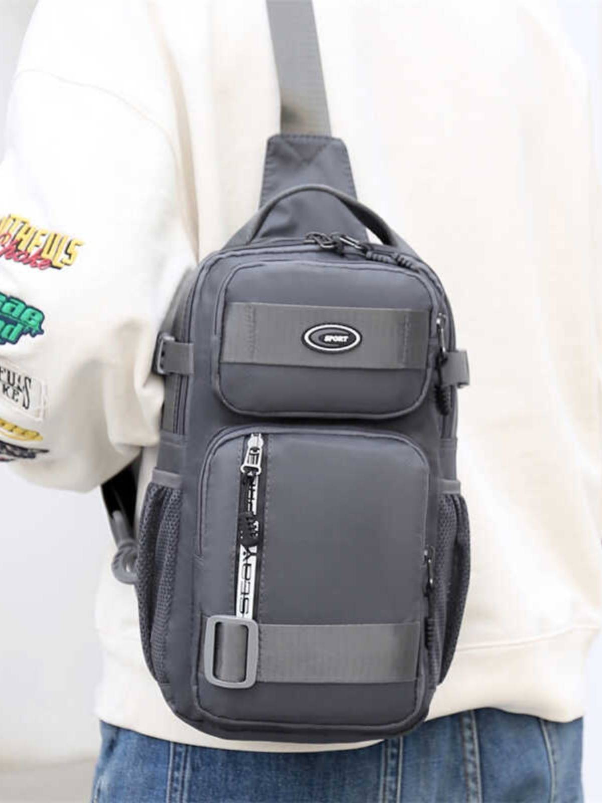 New chest bag large -capacity men's messenger bag shoulder bag Oxford cloth bag men's chest bag mobile phone multi -function portable