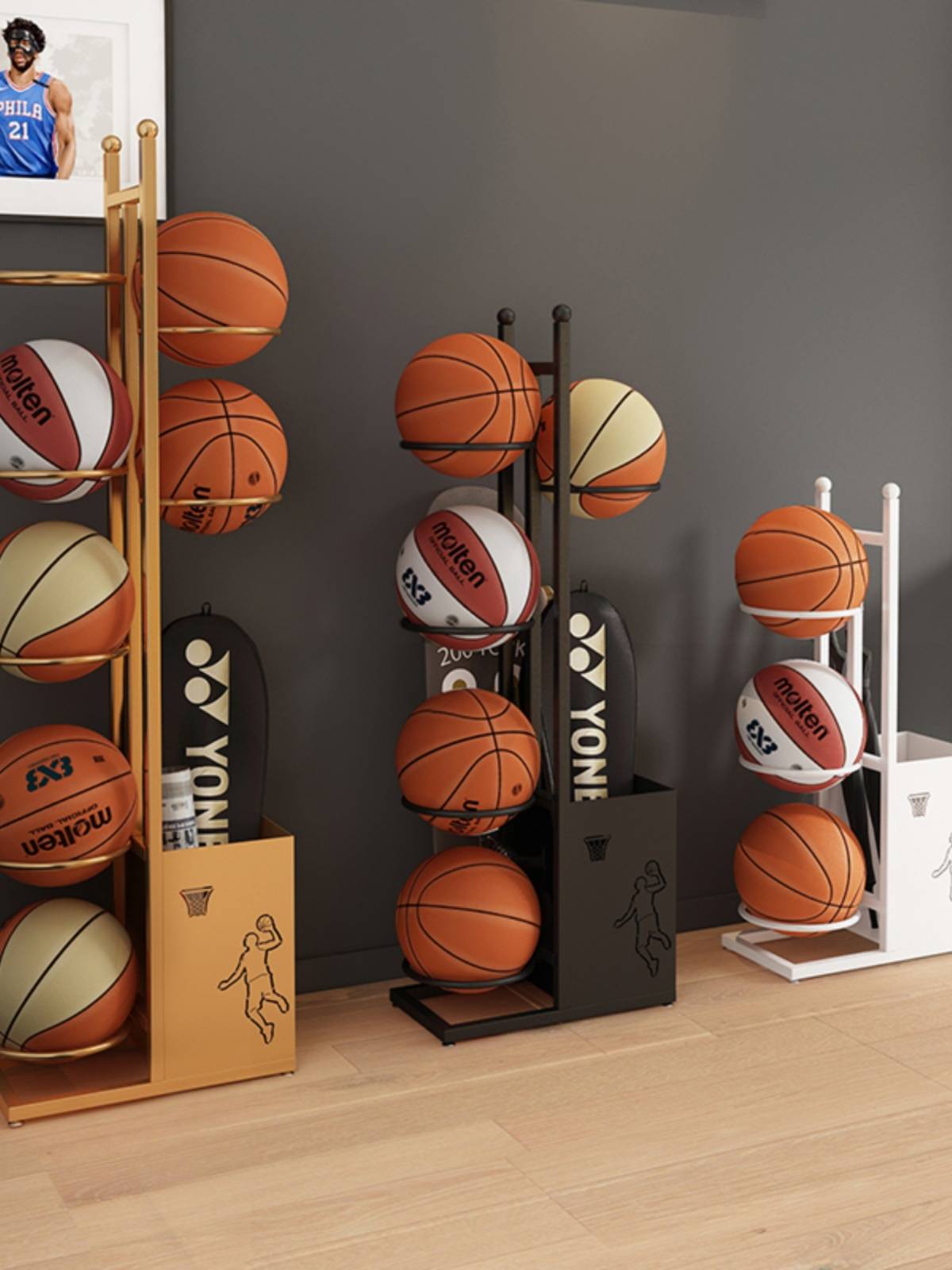 Simple household children's basketball storage racks Played racks Kindergarten Balls Badminton Raipry Basketball Basketball Basketball