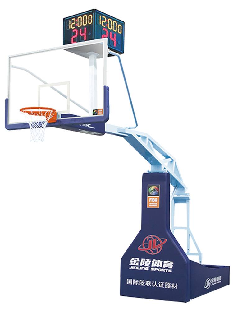 Golden Hill Sports, electric hydraulic basketball racks, indoor basketball racks, electric, gym professional competitions, single