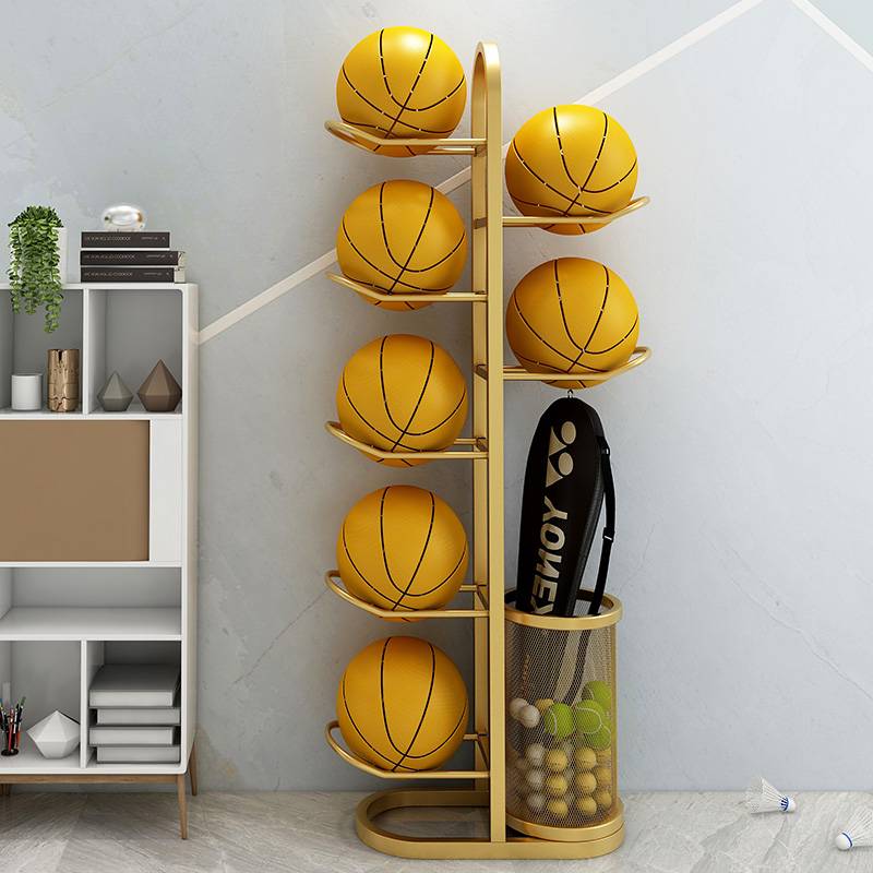 Basketball football storage household volleyball badminton racket children's basketball rack basket