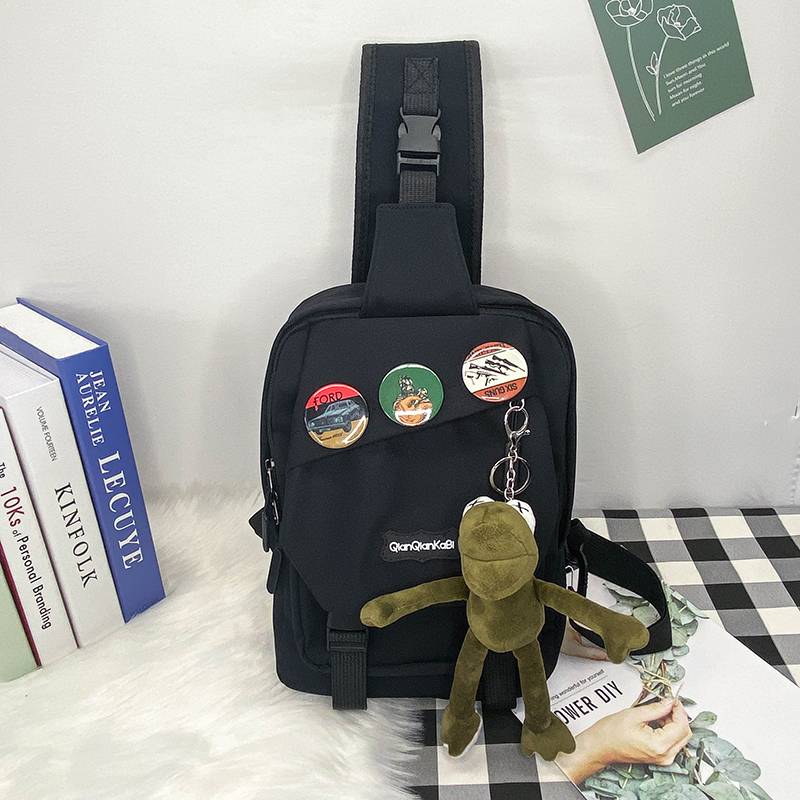 Black + 3 badges + frog hanging