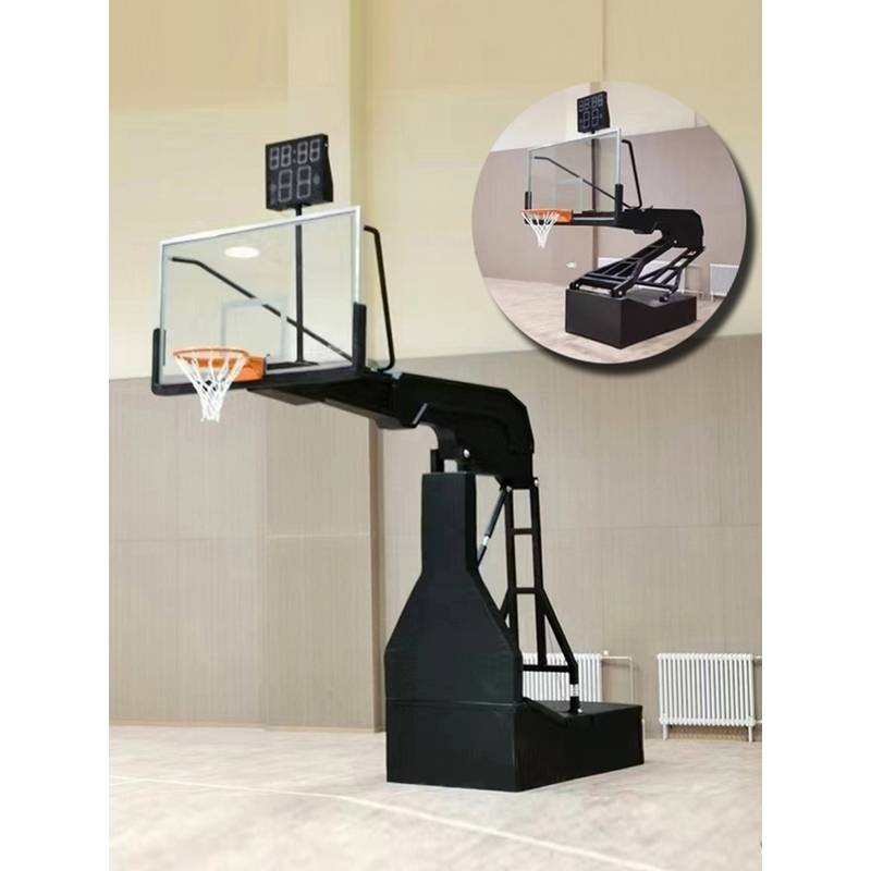 The standard manual imitation hydraulic pressure in the adult basketball frame of the training competition will move up and down outdoors