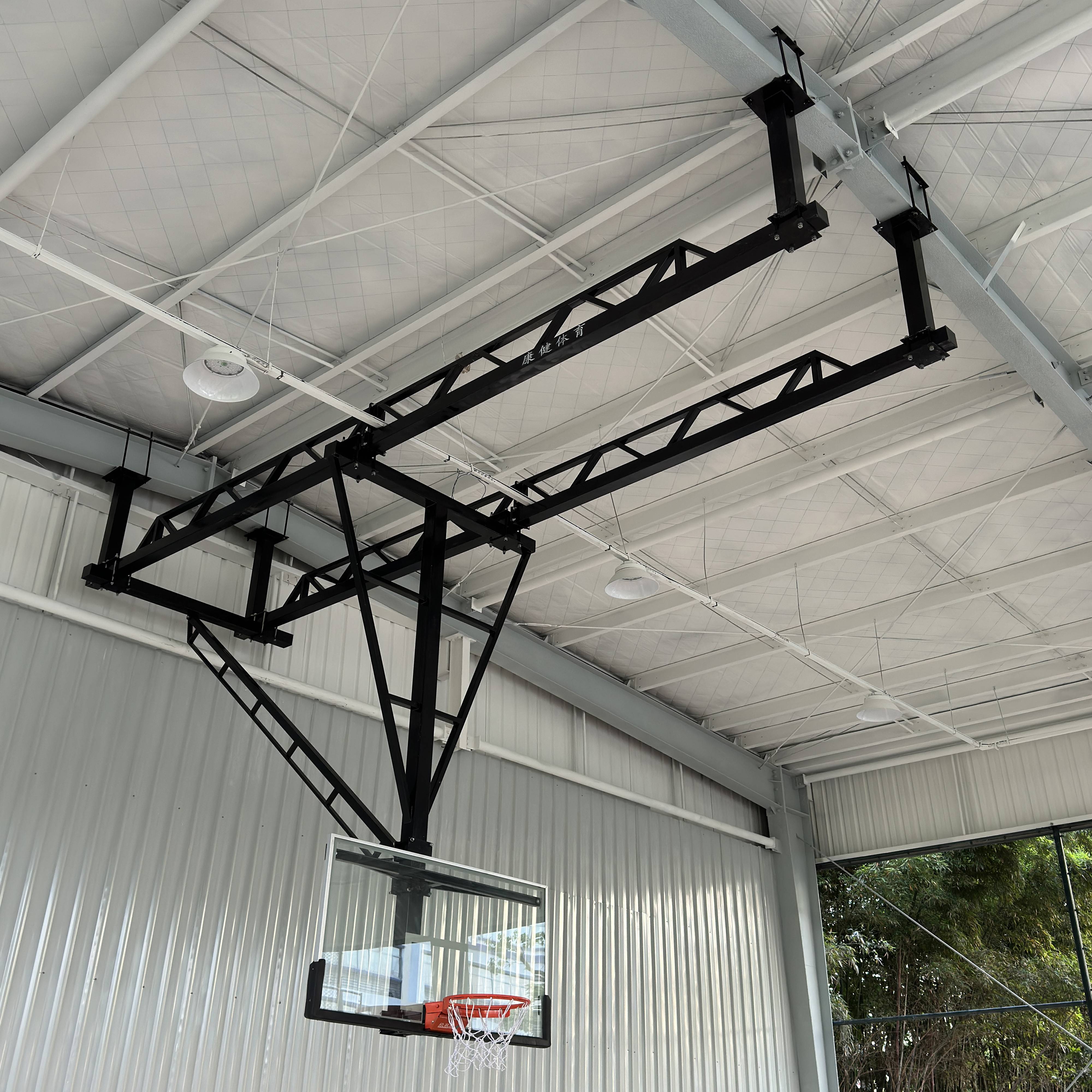 Luxury ceiling electric folding lift basketball rack nationwide door -to -door measurement