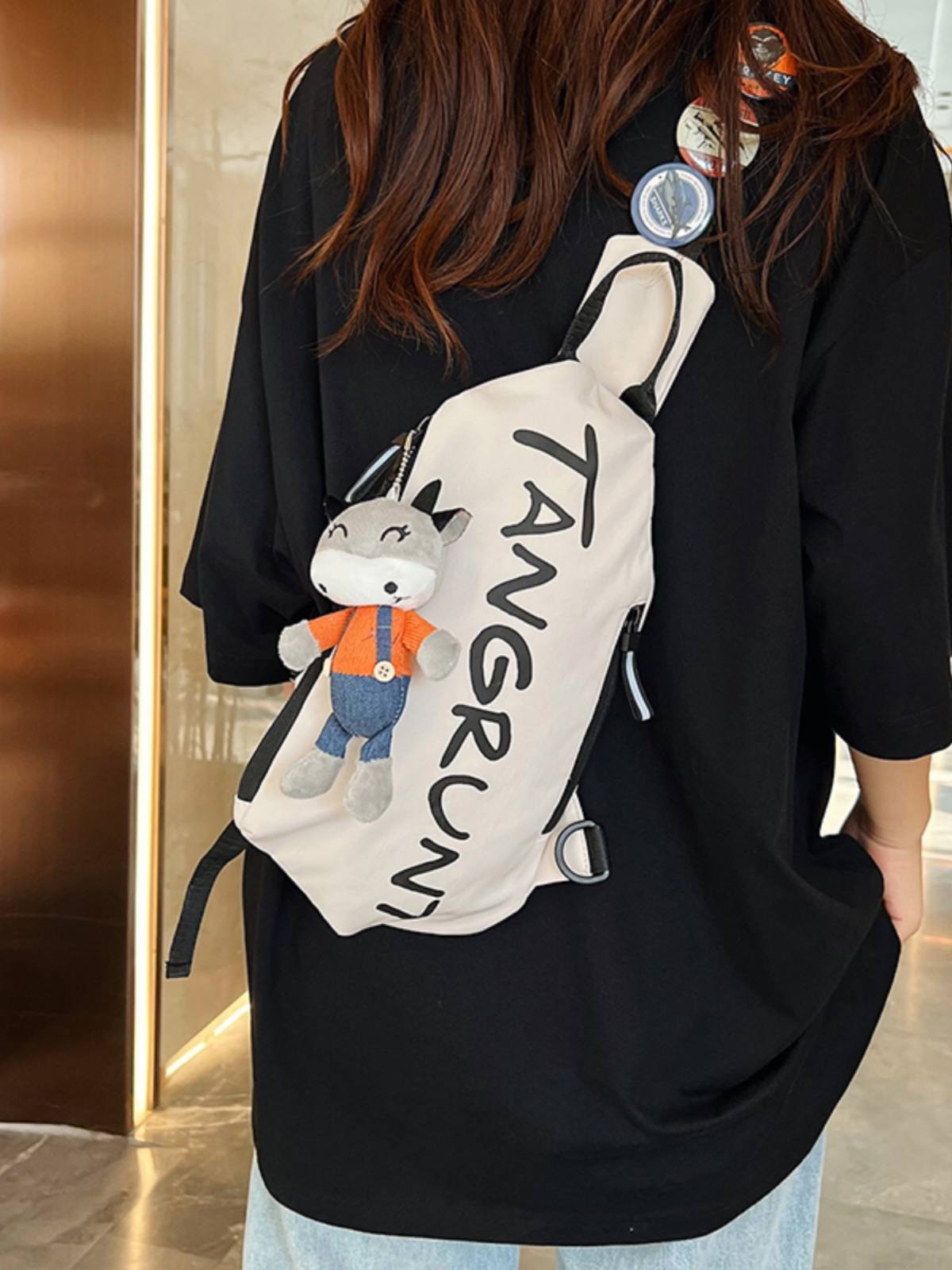 Tide brand messenger bag Men's INS sports pocket casual fashionable shoulder bag female student personality small cross bag chest bag