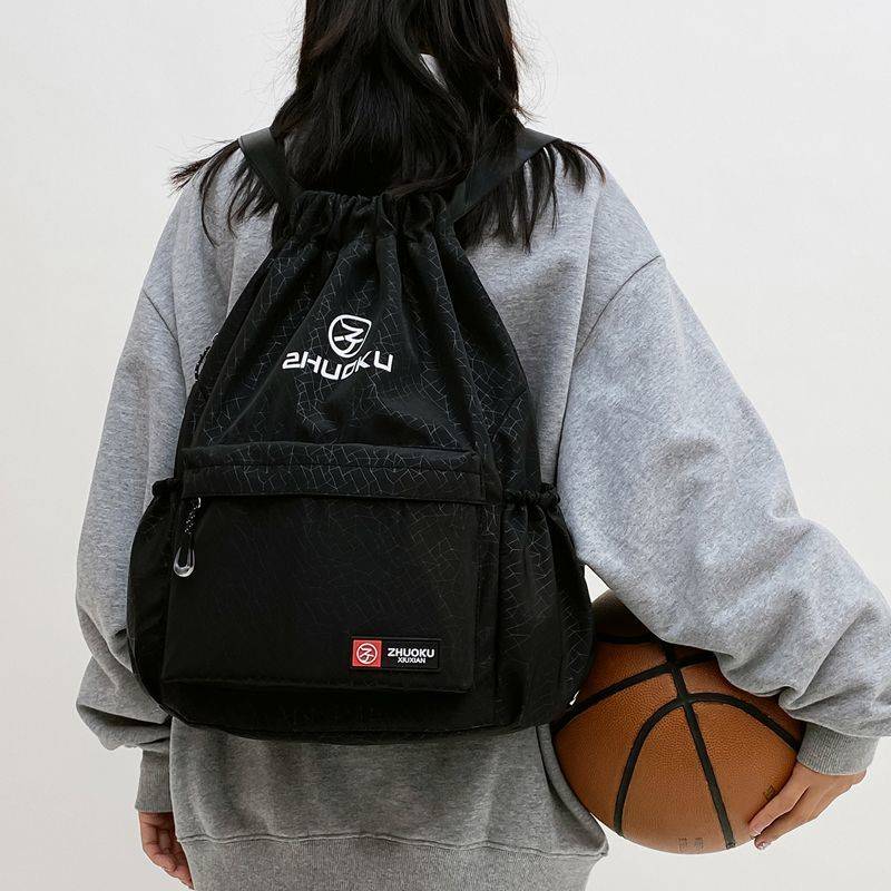 Germany imported Oxford cloth large -capacity beam pocket backpack simple travel drawing bag sports basketball bag four seasons
