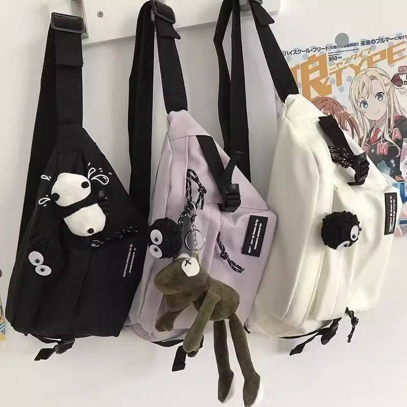 Cross -body chest bag men and women 2024INS tide brand leisure Japanese workstor street skateboard riding wild waist bag shoulders