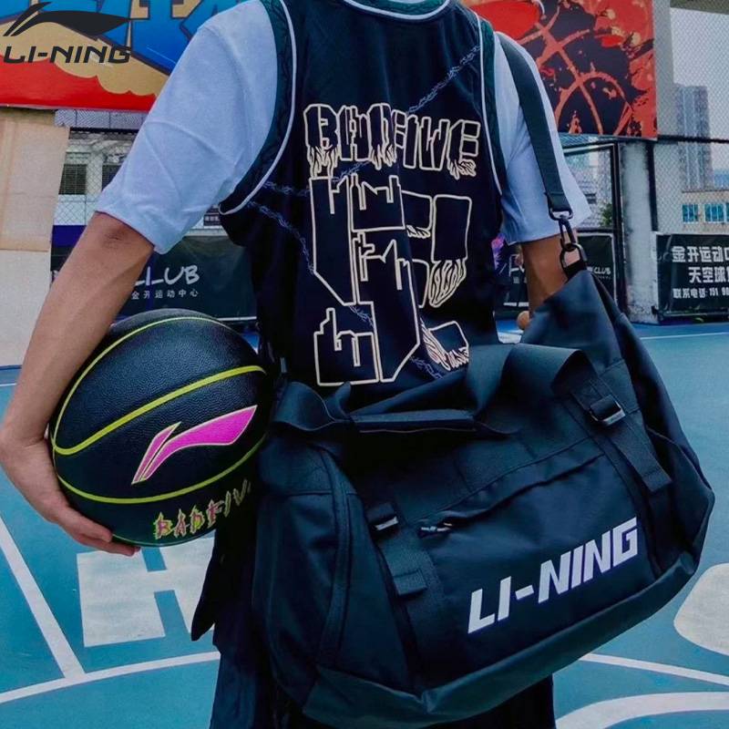 Li Ning Basketball Bag Men's 2024 new large -capacity barrel bag fitness travel hand bag messenger bag female