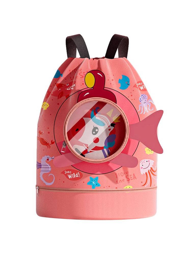 Children's swimming bag dry wet, wet, waterproof, wash storage bag, male girl sports, portable beach backpack drawing rope