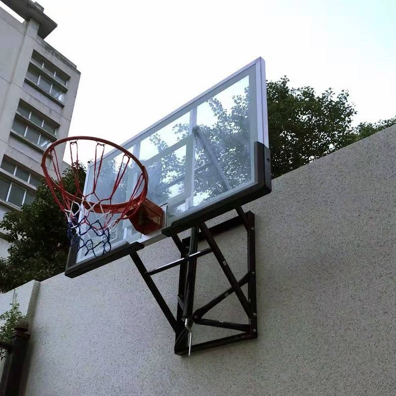 Can lifted basketball rack hanging wall buckle basketball frame hanging outdoor adult tempered glass rebound children training home