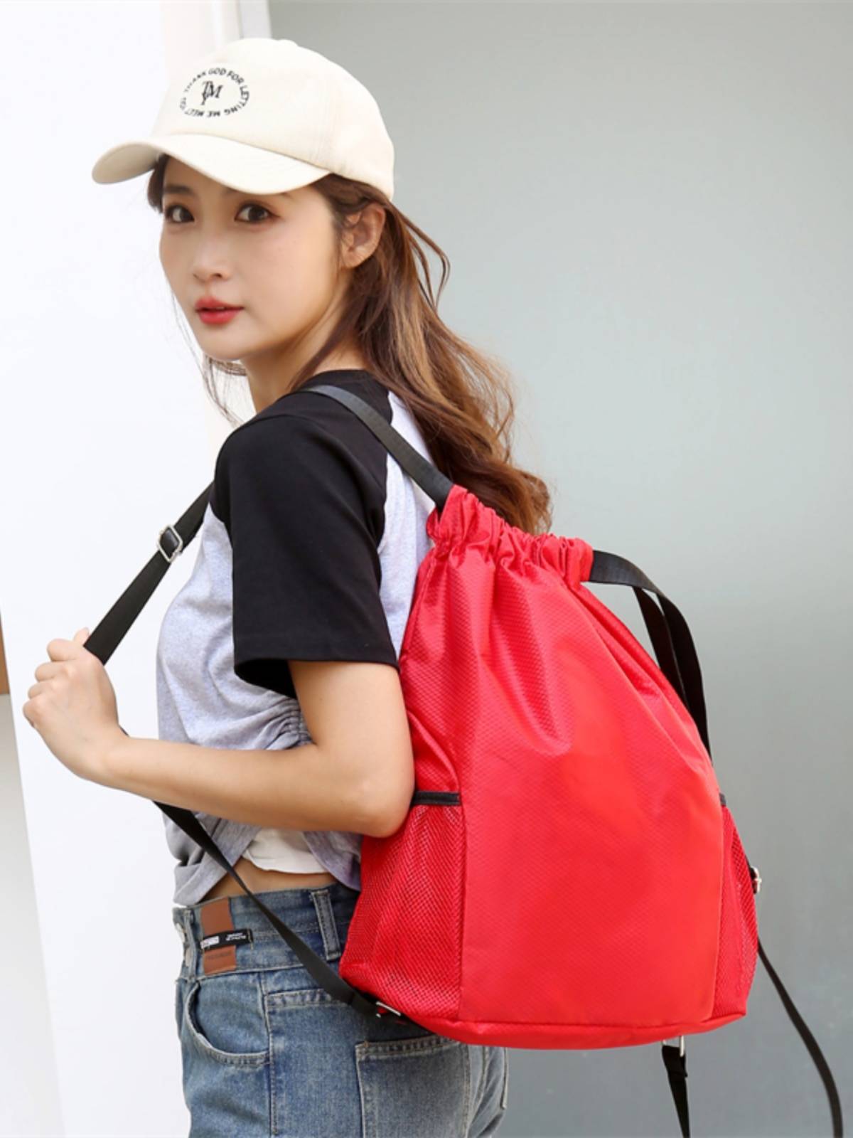 Thickened waterproof basketball bag football bag volleyball bag training class bundle mouth rope back bag bundle can customize advertisements