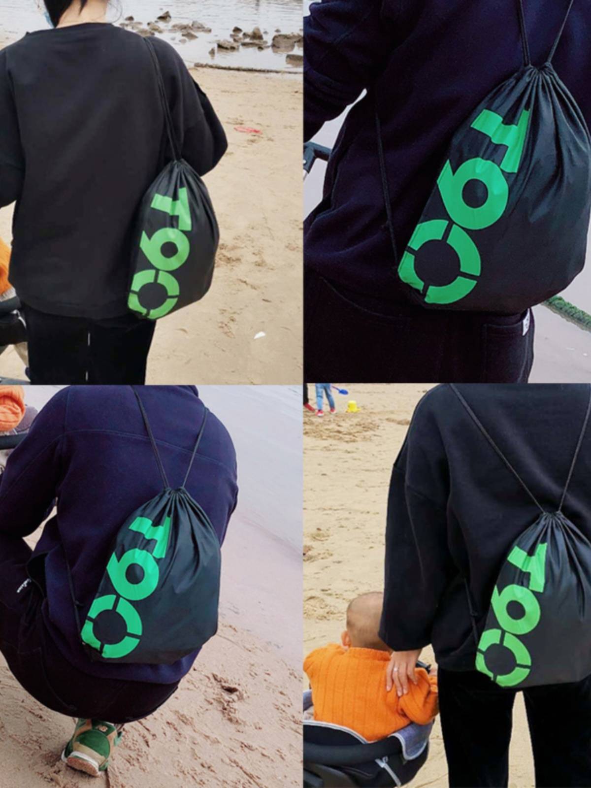 Pure handmade versatile simple backpack backpack fitness swimming ride sports leisure parent -child couple bundle storage bag