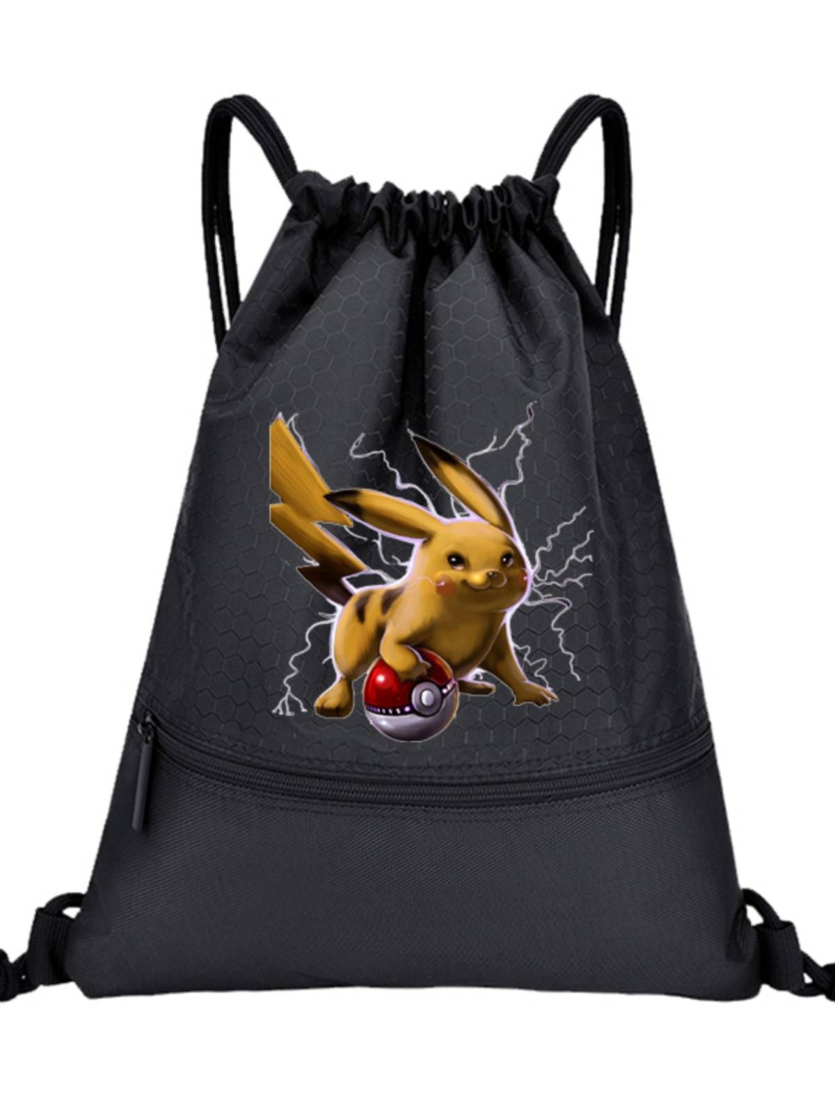 Pikachu large nylon sports basketball bag pocket pocket pocket portable football volleyball backpack ball bag