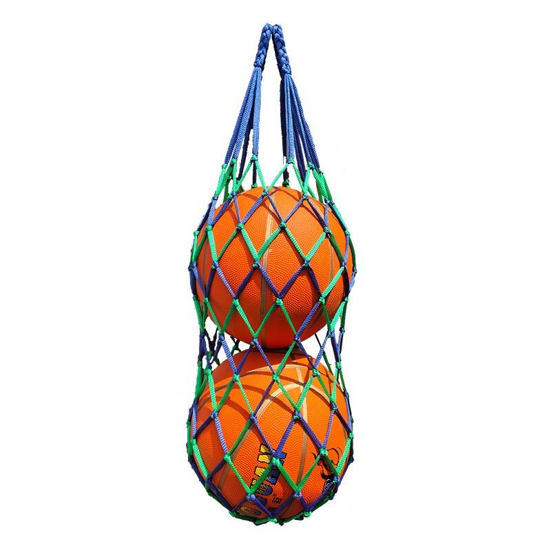 2 ball pockets, ball network bag football volleyball net bag basketball bag big net pocket training net bag