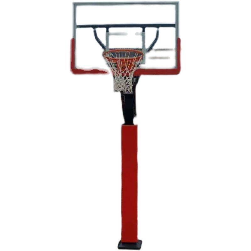 Standard basketball fixed -land buried lift and tempered glass basketball rack adult home training