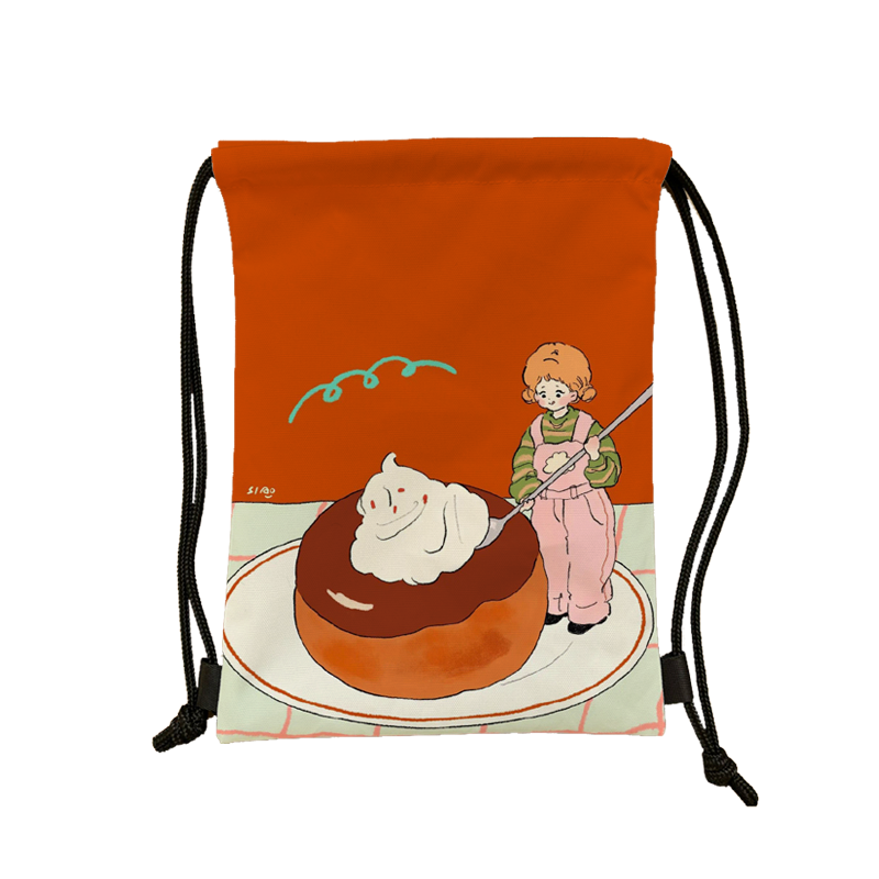 The new cute illustration little girl series storage bag waterproof large -capacity shoulders light shoulders bouquet basketball bag