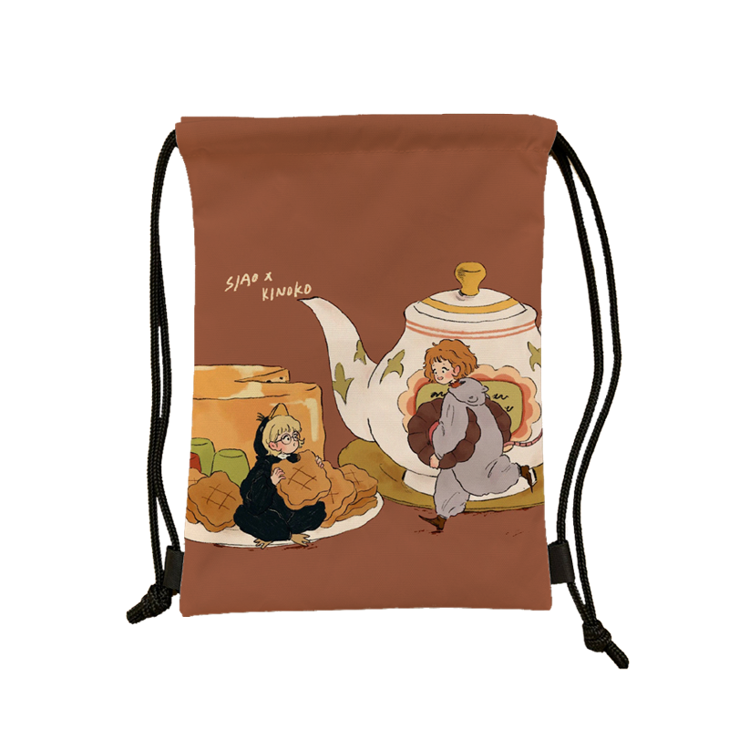 The new cute illustration little girl series storage bag waterproof large -capacity shoulders light shoulders bouquet basketball bag