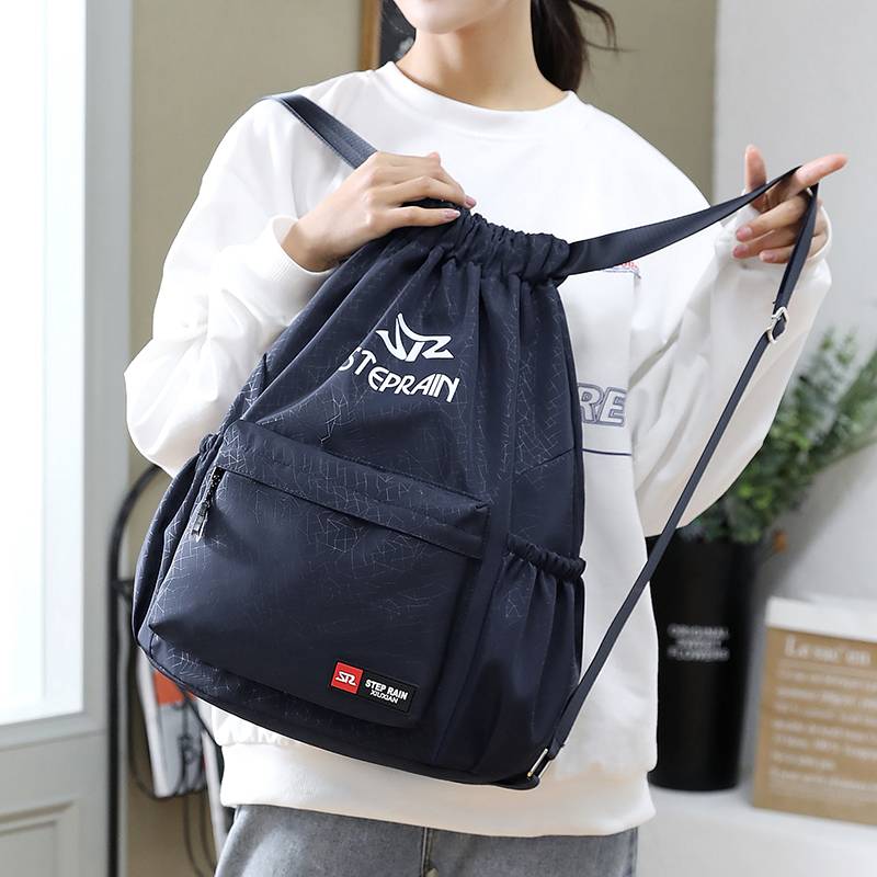2023 Oxford cloth backpack men's and female sports drawing rope backpack light football bag basketball bag travel yoga bag