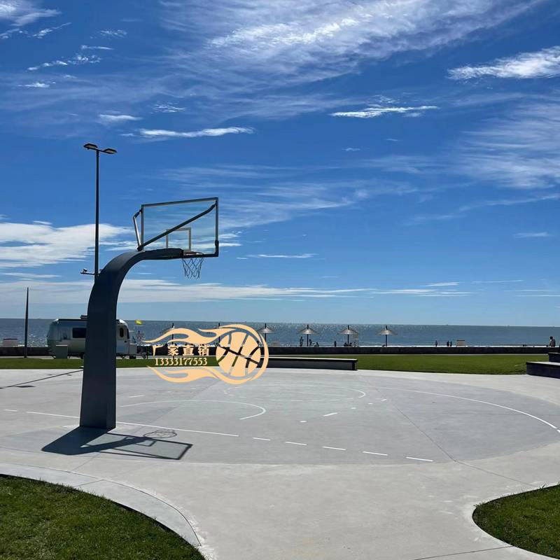Seaside outdoor rainbow American buried basketball rack park street ball game basketball basket factory straight hair can be customized