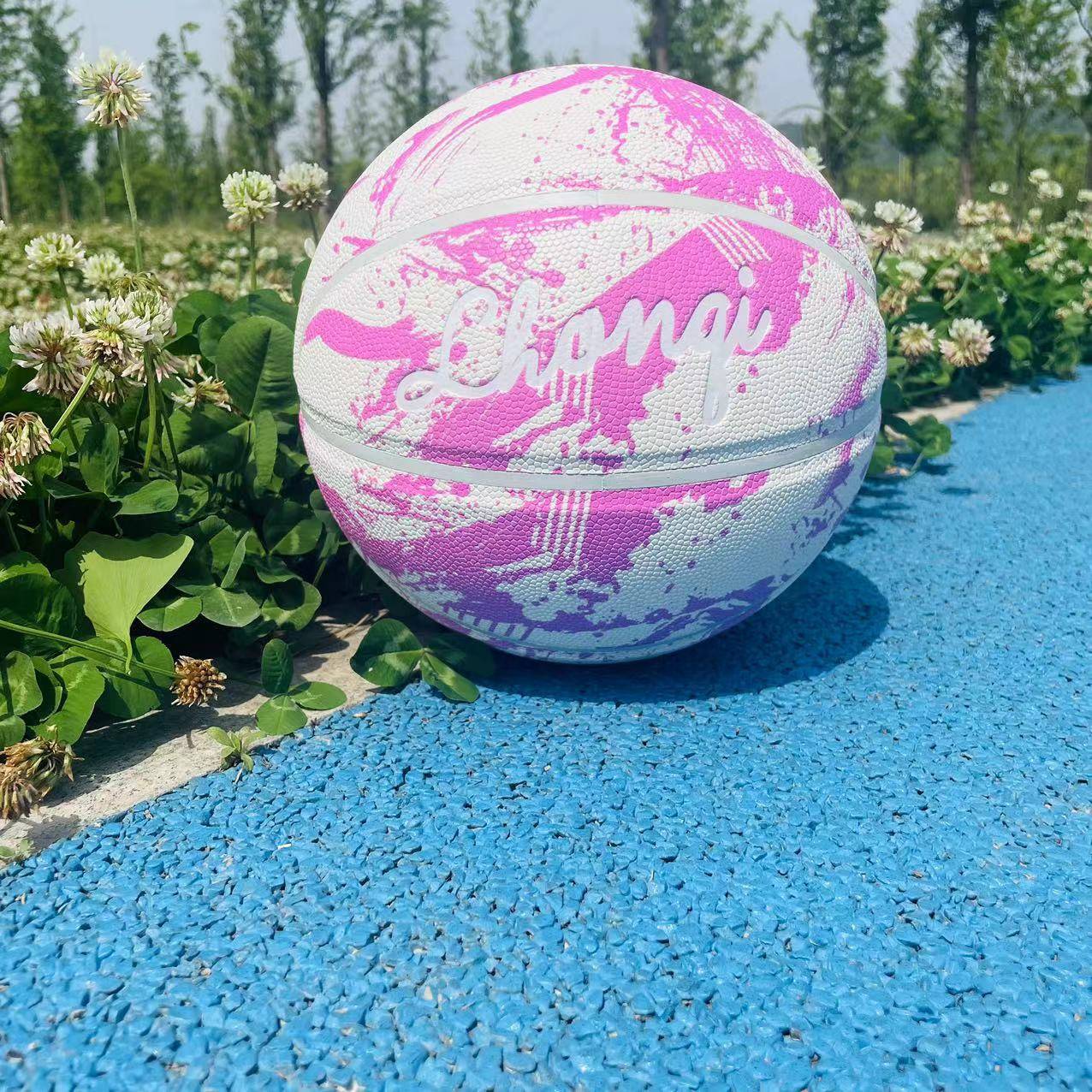Senior High School Entrance Examination Adult No. 7 Pink Butterfly Girls No. 6 Basketball PU, hygroscopic, wear -resistant anti -slip high bomb high bombs training basketball