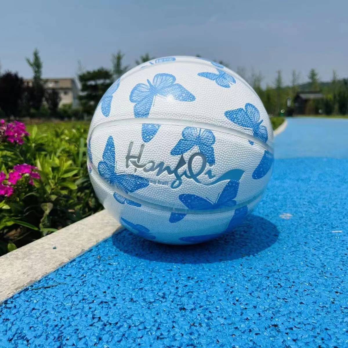 Senior High School Entrance Examination Adult No. 7 Pink Butterfly Girls No. 6 Basketball PU, hygroscopic, wear -resistant anti -slip high bomb high bombs training basketball