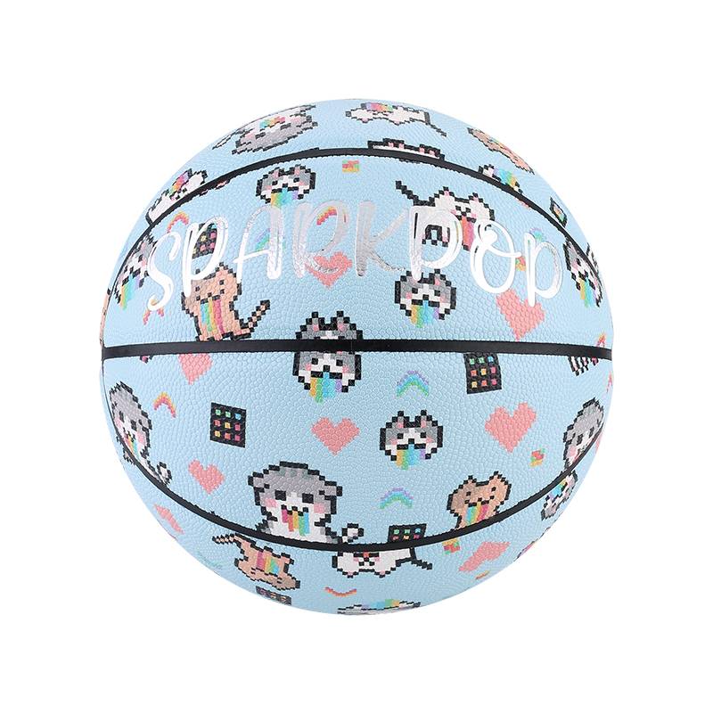 Sparkpop Rainbow Vomiting Cat Pixel Wind Blue No. 6 indoor and outdoor graffiti female boys common basketball